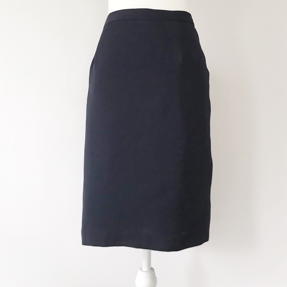 Halston | Dark Navy Herringbone Pencil Skirt